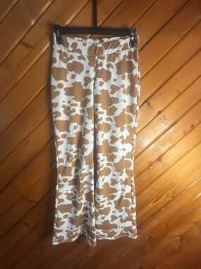 Willow & Root Youth Cow Print Flare Legging Pants